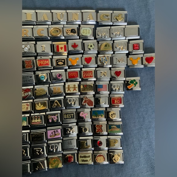 Vintage Y2K Italian Charm Bracelet Link Charms Stainless Steel stretch Silver - Picture 8 of 8